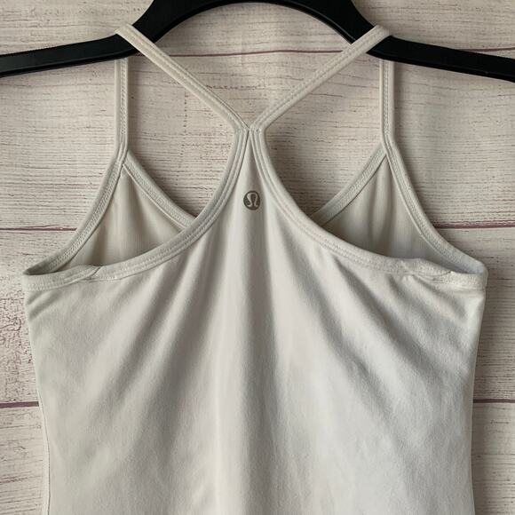 Lululemon White Power Y Tank Top Spaghetti Strap Racerback Built-In Bra - Picture 6 of 16